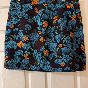 LOFT Floral Mini Skirt - Blue, Orange, and Burgundy